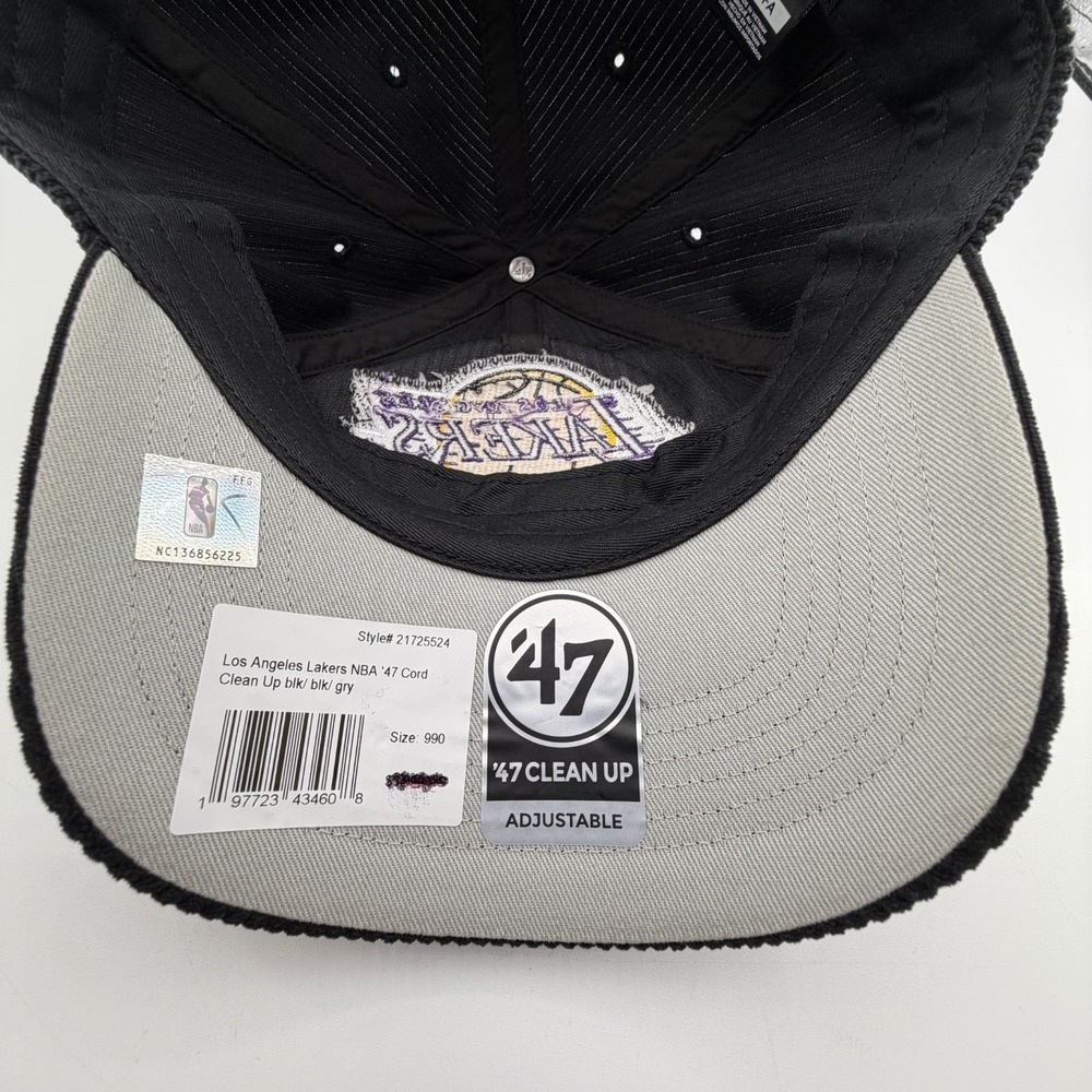 Los Angeles Lakers Corduroy Hat '47 Brand Clean Up Adjustable Strapback Cap NEW - Picture 10 of 11